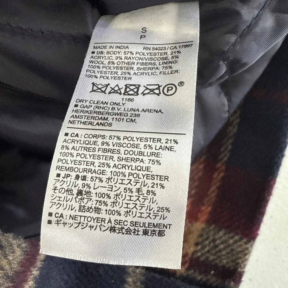 Banana Republic Jacket Men S Plaid Sherpa Collar‎ Button Up Cabincore